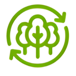 icono reciclaje y árboles